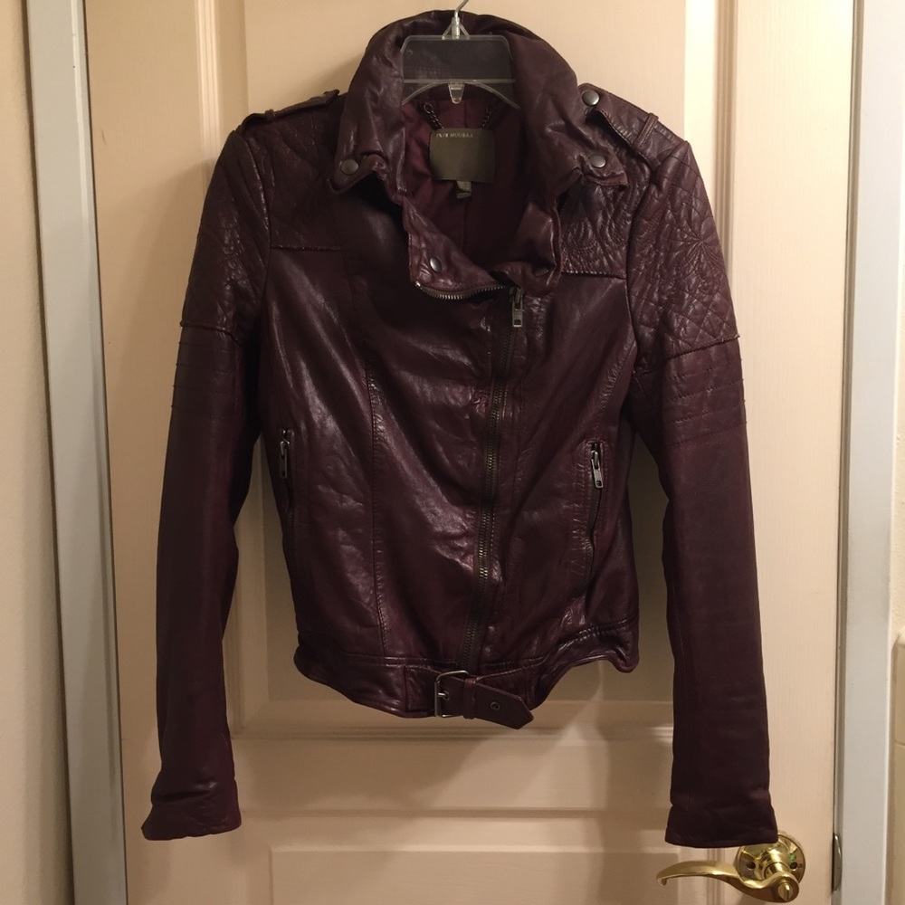 Muubaa burgundy quilted leather jacket